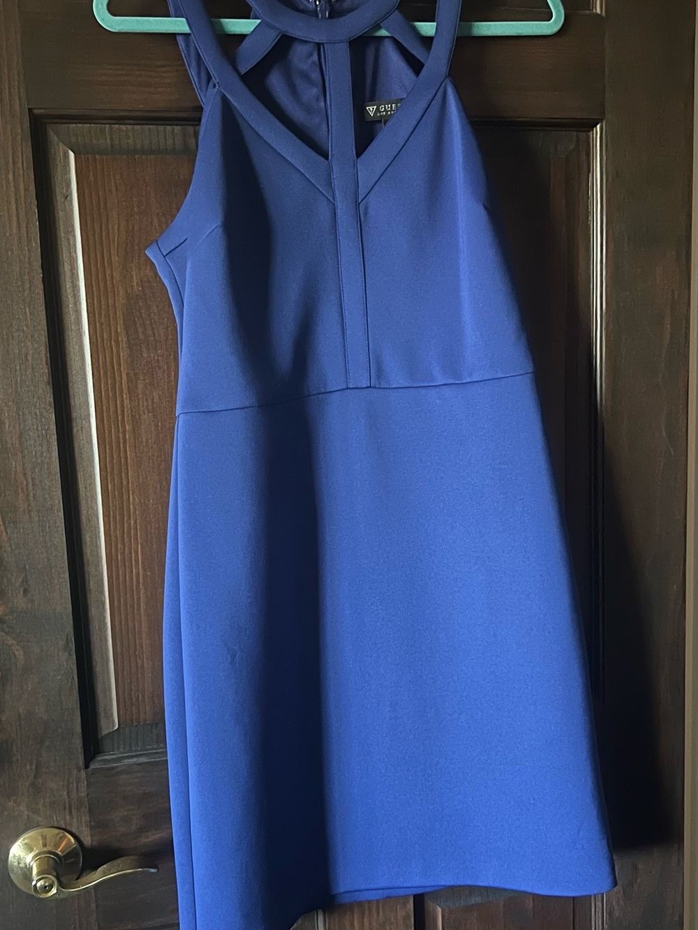 Guess Electric Blue Halter Mini Dress